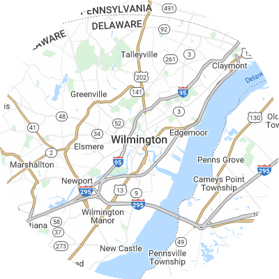 Best window replacement companies in Wilmington, DE map