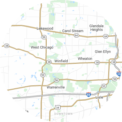 Best moving companies in Winfield, IL map