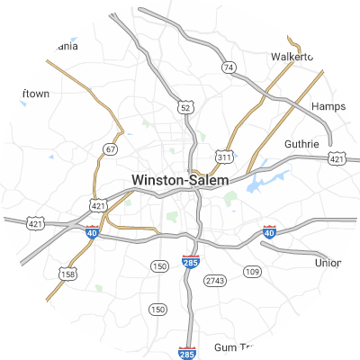 Best roofing companies in Winston Salem, NC map