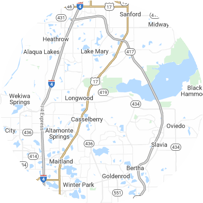 Best pest control companies in Winter Springs, FL map