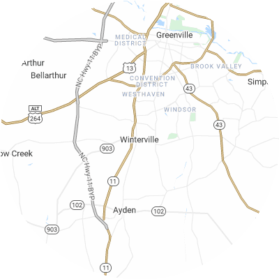 Best moving companies in Winterville, NC map