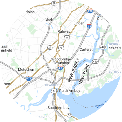 Best window replacement companies in Woodbridge, NJ map