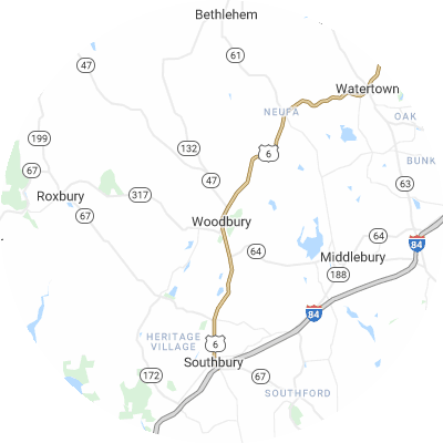 Best window replacement companies in Woodbury, CT map