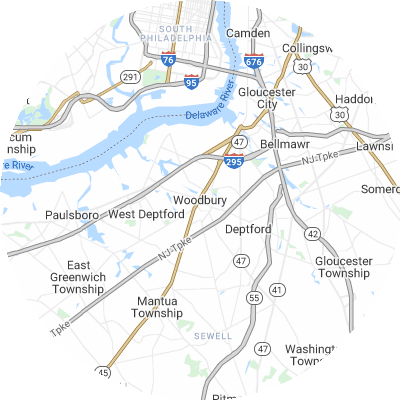 Best window replacement companies in Woodbury, NJ map