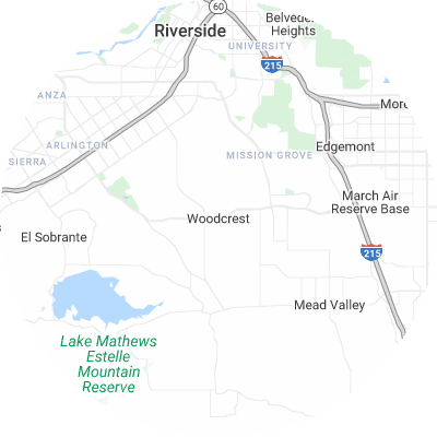Best pest companies in Woodcrest, CA map