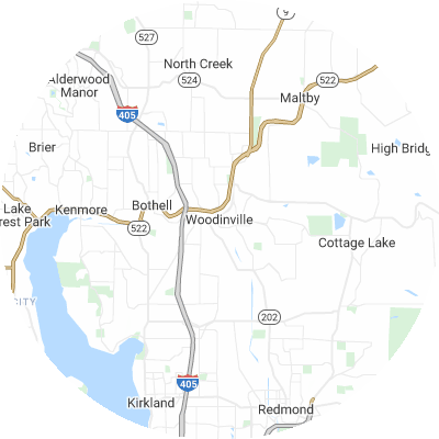 Best window replacement companies in Woodinville, WA map