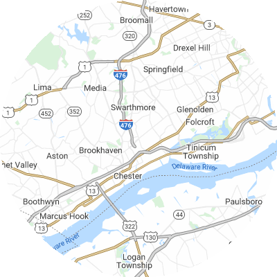 Best window replacement companies in Woodlyn, PA map