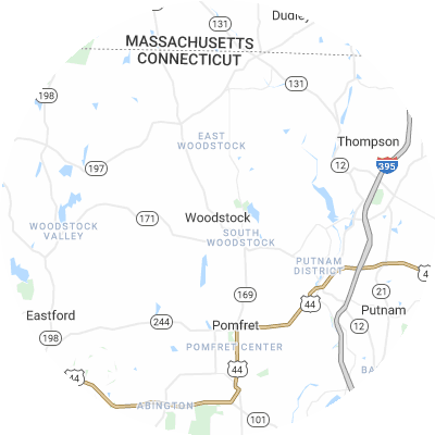 Best moving companies in Woodstock, CT map