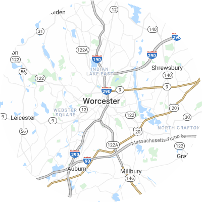 Best roofing companies in Worcester, MA map