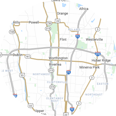 Best moving companies in Worthington, OH map