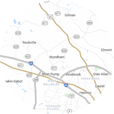 Best moving companies in Wyndham, VA map