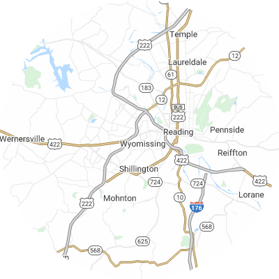 Best window replacement companies in Wyomissing, PA map