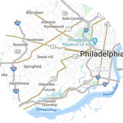 Best moving companies in Yeadon, PA map
