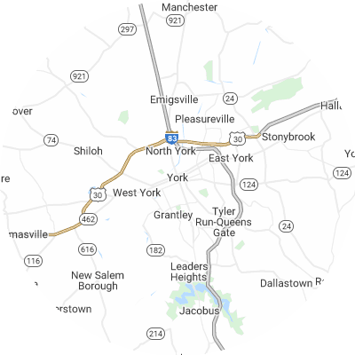 Best lawn care companies in York, PA map