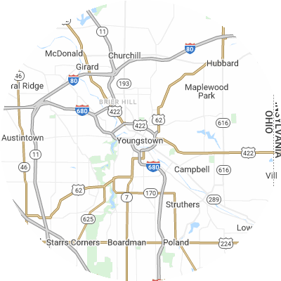 Best lawn care companies in Youngstown, OH map