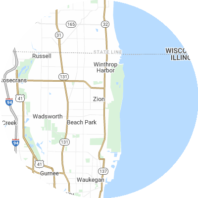 Best lawn care companies in Zion, IL map